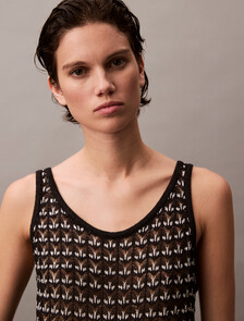 Jacquard Textured Tank Top, Black, hi-res
