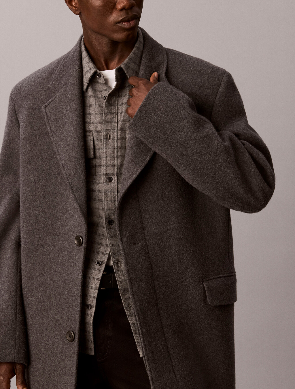 Check Flannel Button-Down Shirt, Charcoal Heather, hi-res