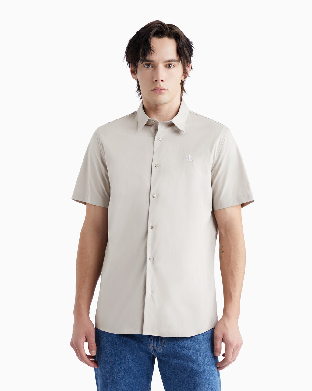 Tonal Monogram Short Sleeve Shirt, PLAZA TAUPE, hi-res