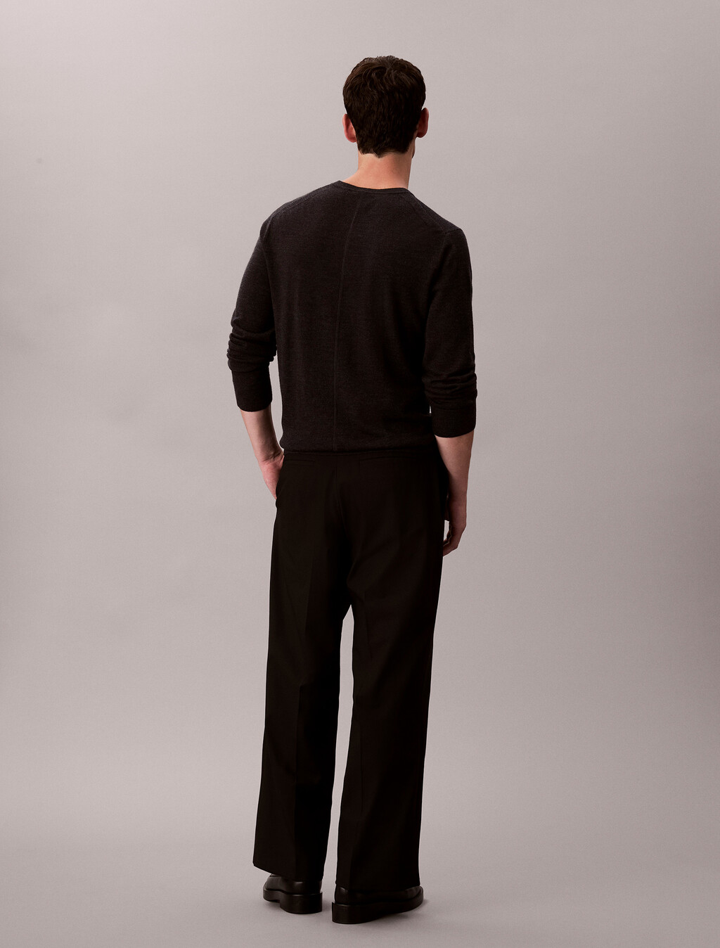 Wide Leg Pleated Viscose Pant, Black, hi-res
