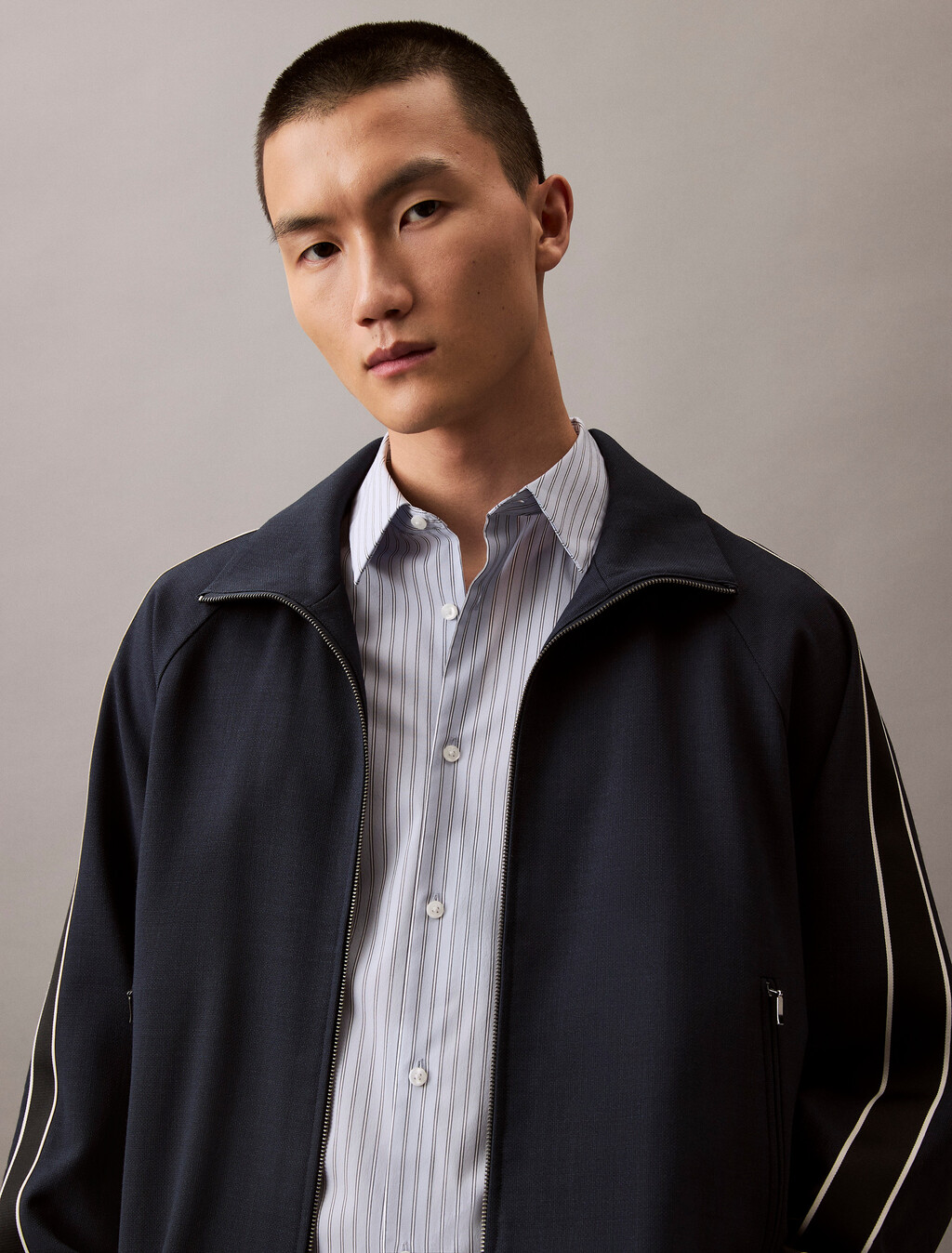 Technical Stripe Slim Shirt, Zen Blue, hi-res