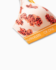 CK One Cotton Lightly Lined Triangle Bra, ROSE SPLICE PRINT+CORAL CORSAGE, hi-res