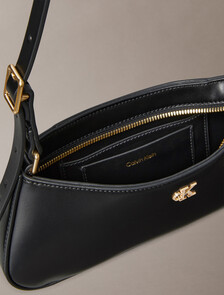 Monogram Logo Hardware Shoulder Bag, BLACK / ANTIQUE LIGHT GOLD, hi-res