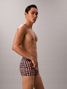 Icon Microfiber Stretch Metallic Low Rise Trunk, PAINTED CHECK MILK BERRY, hi-res