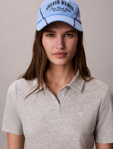 Cotton Lyocell Drape Polo Dress, B10 Grey Heather, hi-res