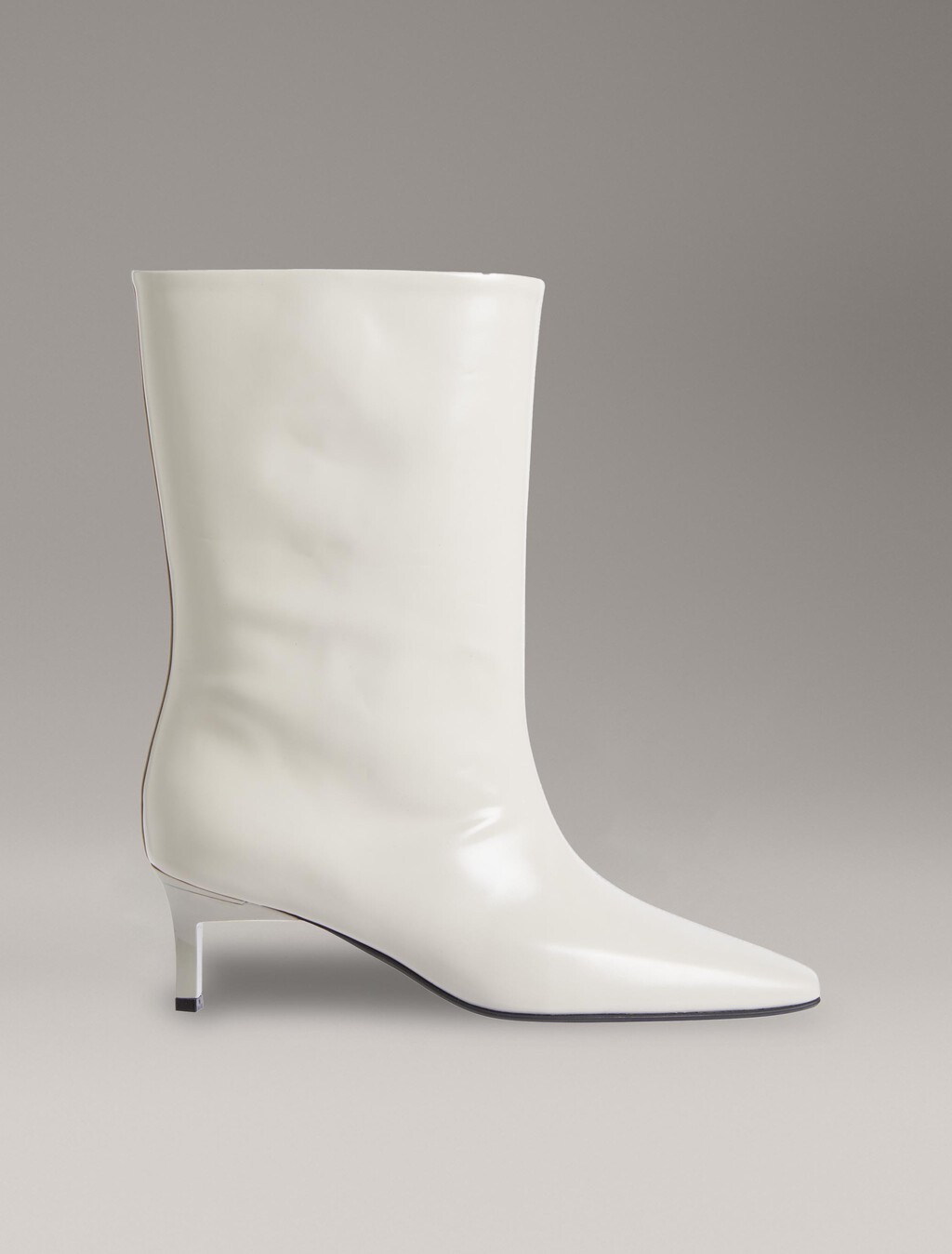 Leather Square Toe Heeled Boots, Gray Morn, hi-res