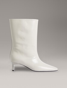 Leather Square Toe Heeled Boots, Gray Morn, hi-res