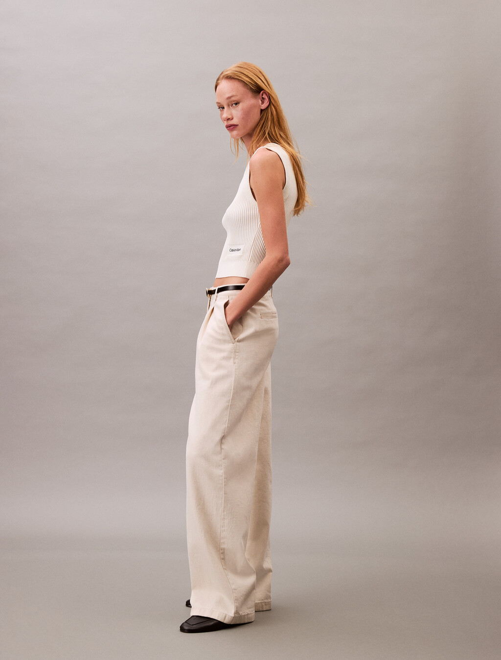 Soft Ribbed Crew Neck Vest, Blanc De Blanc, hi-res