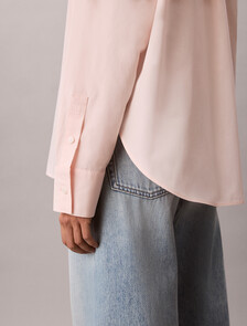 Relaxed Cotton Poplin Shirt, Mangano Calcite, hi-res