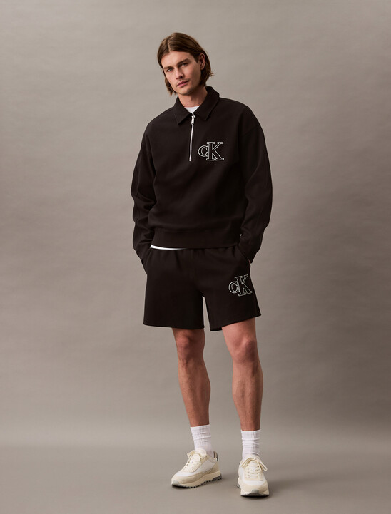 Double Rib Knit Monogram Embroidery Short