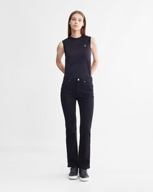 Brush Lined High Rise Body Slim Bootcut Jeans, Denim Black, hi-res