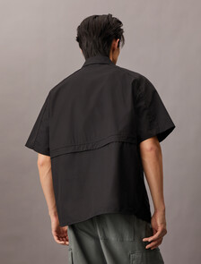 Cooling Mixed Media Zip Up Overshirt, Ck Black, hi-res
