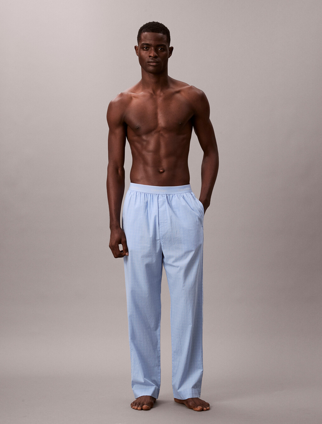 Cotton Poplin Sleep Pants, 19473 PLOTTER PLAID+FROZEN FJORD, hi-res