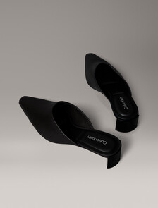 Leather Kitten Heel Mules, PVH Black, hi-res