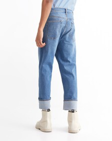 37.5 90s Straight Cropped Jeans, Med Blue Logo Tab, hi-res