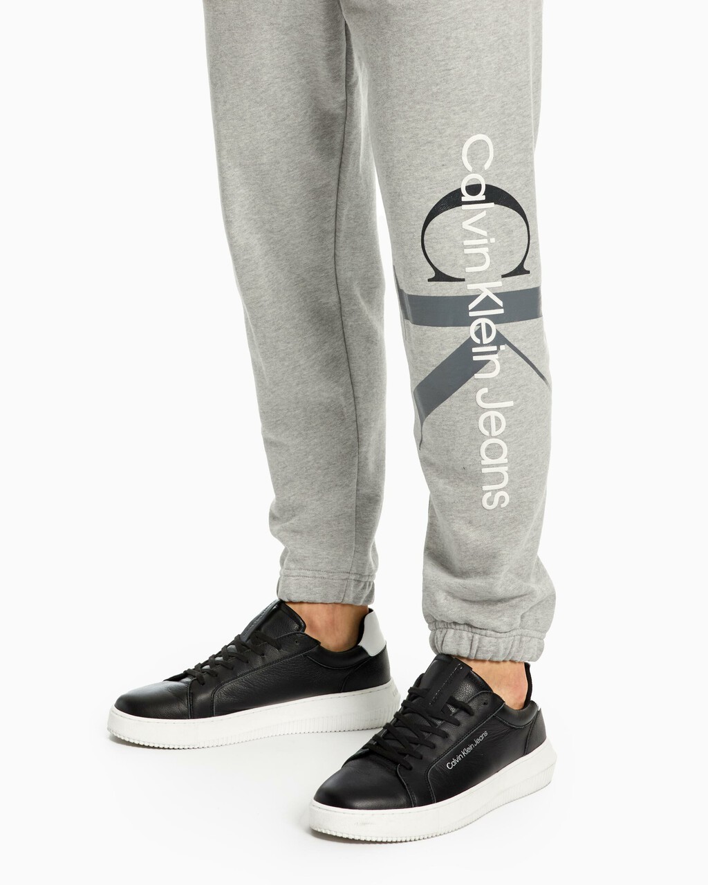 Two Tone Monogram Sweatpants, Light Grey Heather, hi-res