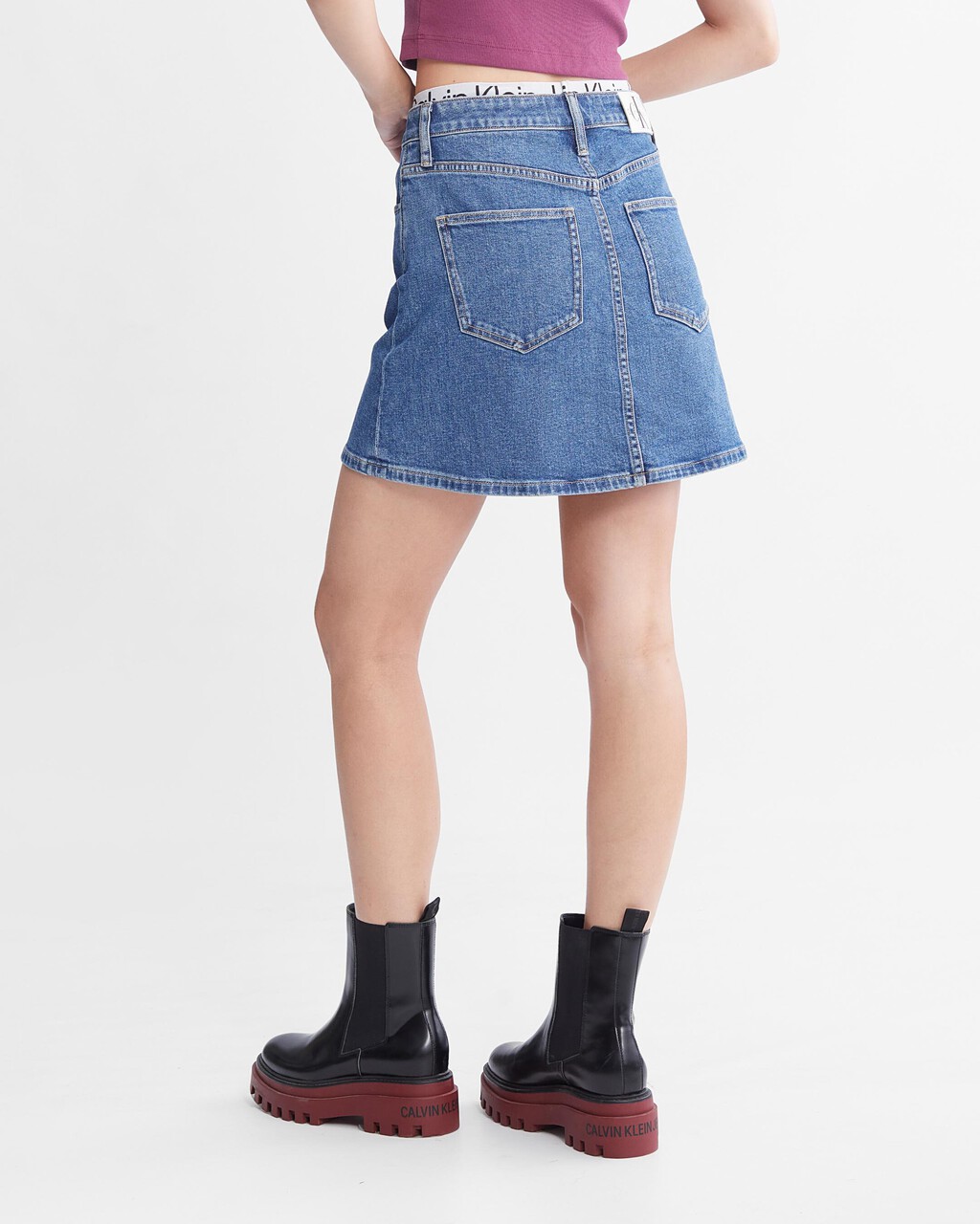 Sustainable Low Rise A Line Skirt, Denim Medium, hi-res