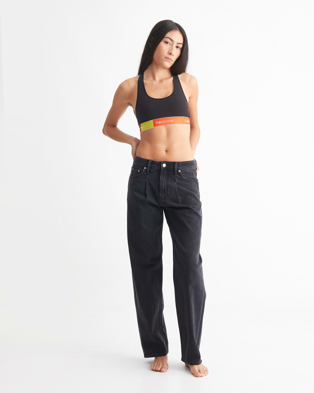 PRIDE COLOR BLOCK LIGHTLY LINED BRALETTE, Black, hi-res