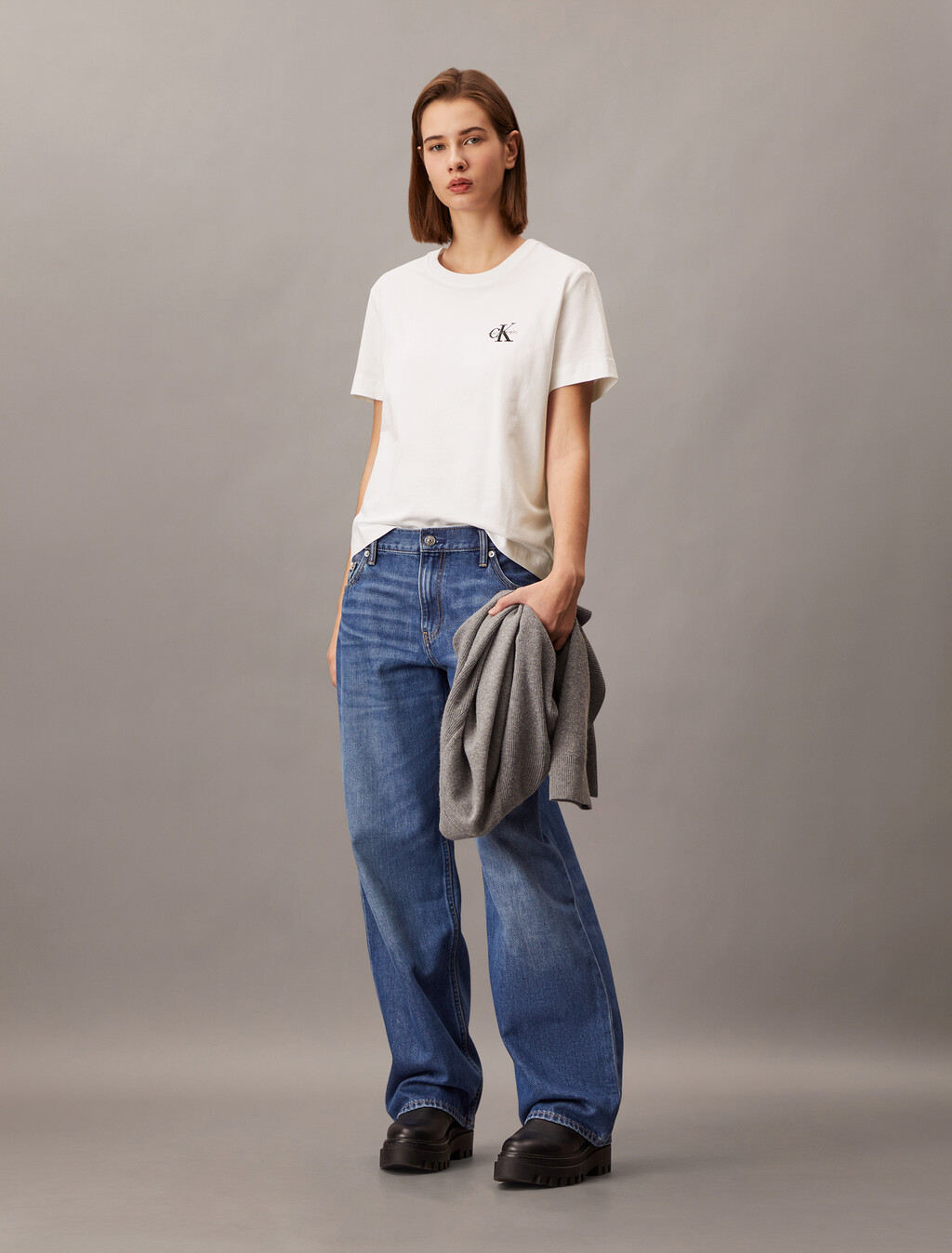 Core Essentials Monogram Embroidery Tee, Brilliant White, hi-res