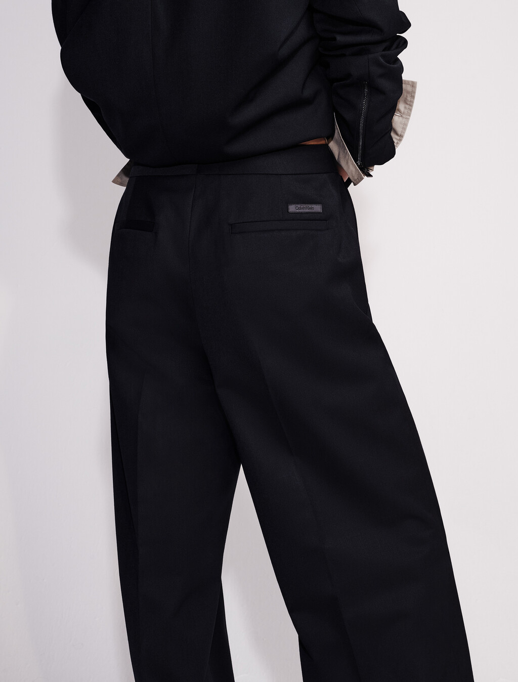 Wool Blend Tailored Pants, Black, hi-res