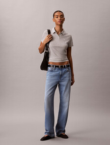 Cotton Lyocell Drape Polo, B10 Grey Heather, hi-res