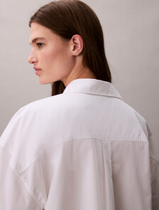 Poplin Relaxed Cropped Button-Down Shirt, Brilliant White, hi-res