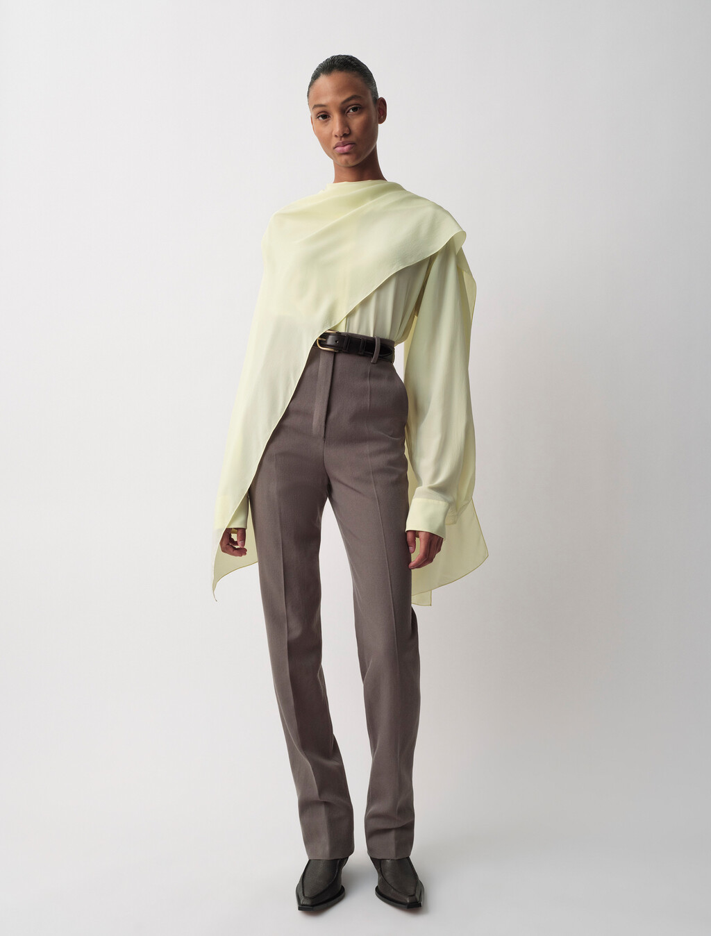 Kiki Draped Shirt, Lemon, hi-res