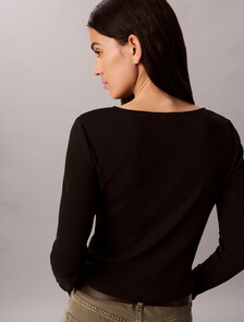 Cut-Out Rib Top, Black, hi-res