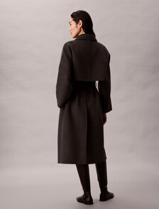 Belted Wool Trench Coat, B85 Charcoal Heather, hi-res
