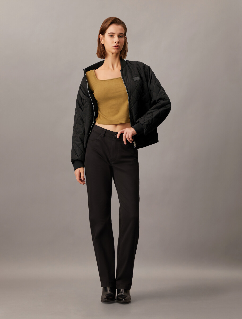 Relaxed Quilted Bomber Jacket, Ck Black, hi-res