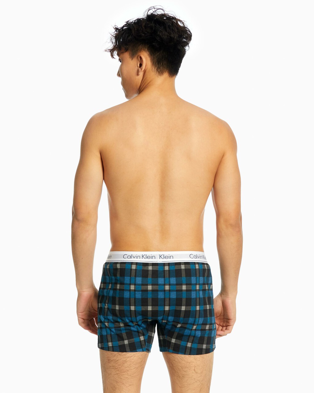 KNIT BOXER IN SLIM FIT, STRUCTURE FIELD PLAID BLACK, hi-res