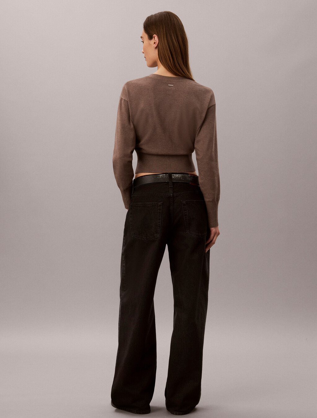 Soft Knit Classic Cardigan, Shiitake Melange, hi-res