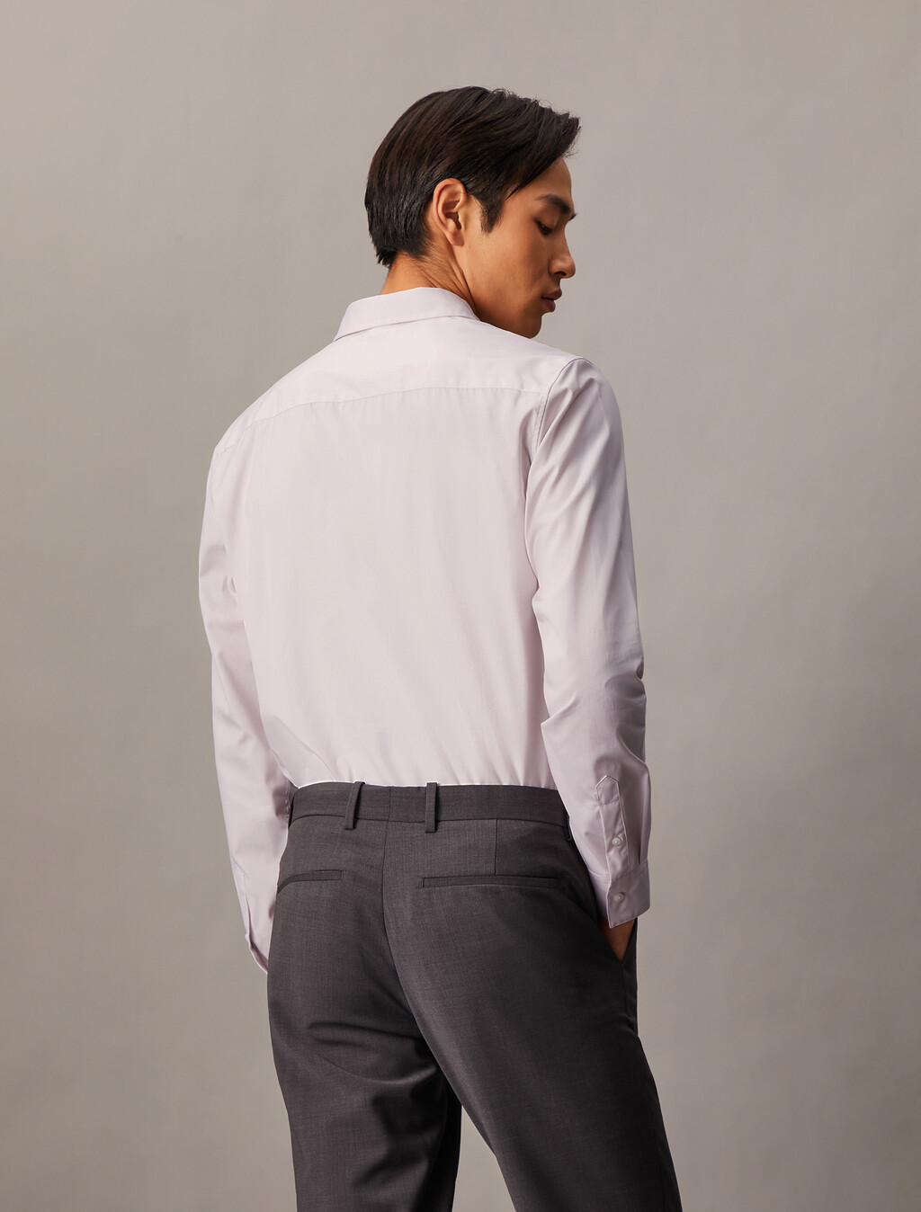 Supima Stretch Cotton Slim Button-Down Shirt, Gray Lilac, hi-res