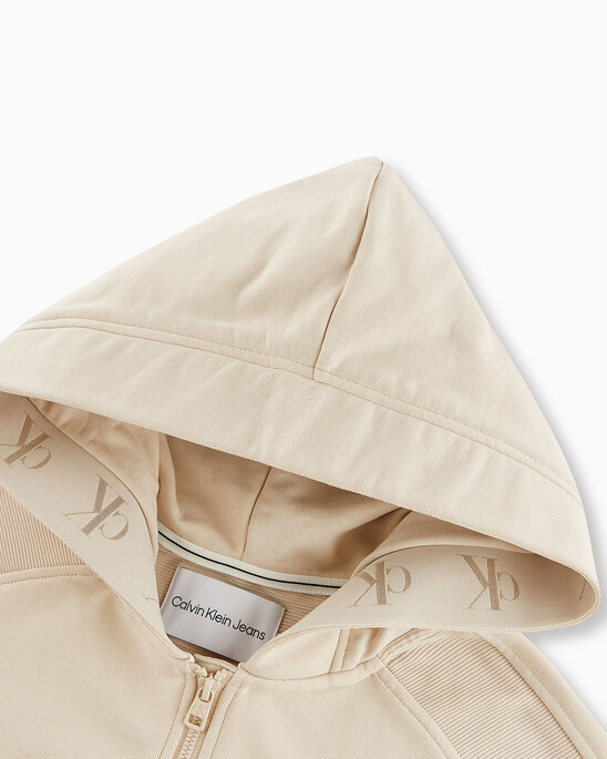 INFINITE COOL MONOGRAM CROPPED ZIP UP HOODIE