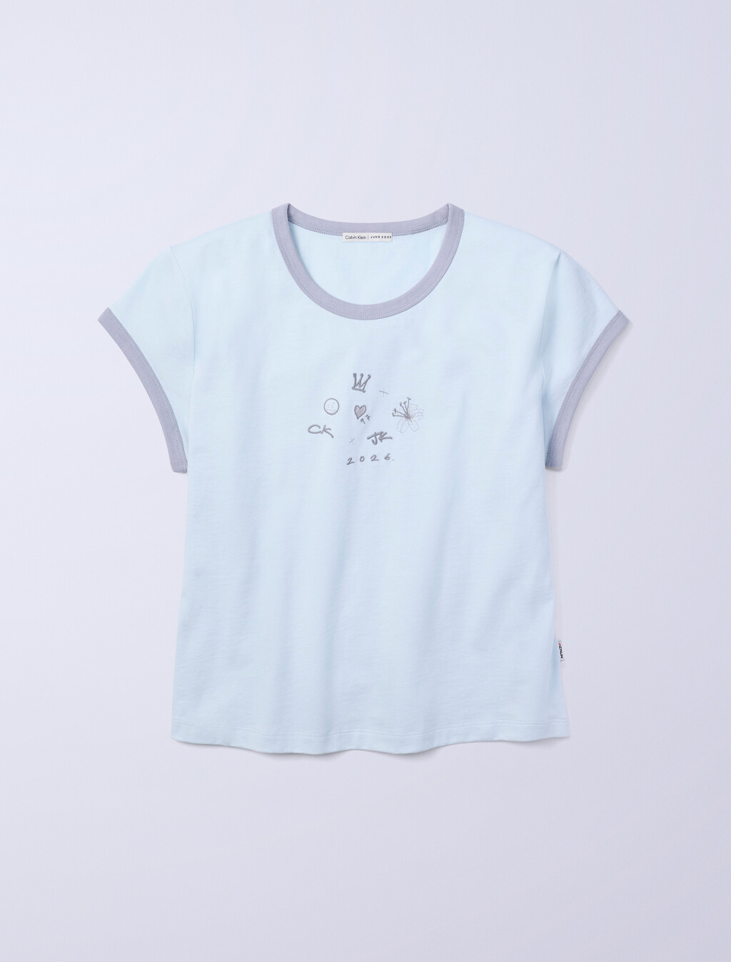 Jung Kook for Calvin Klein Icons Graphic Ringer Baby Tee, Pale Horizon, hi-res