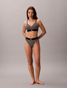 Lightly Lined Bralette - Graphic Monogram Microfibre Stretch, MINI STEPPING LOGO BLACK, hi-res