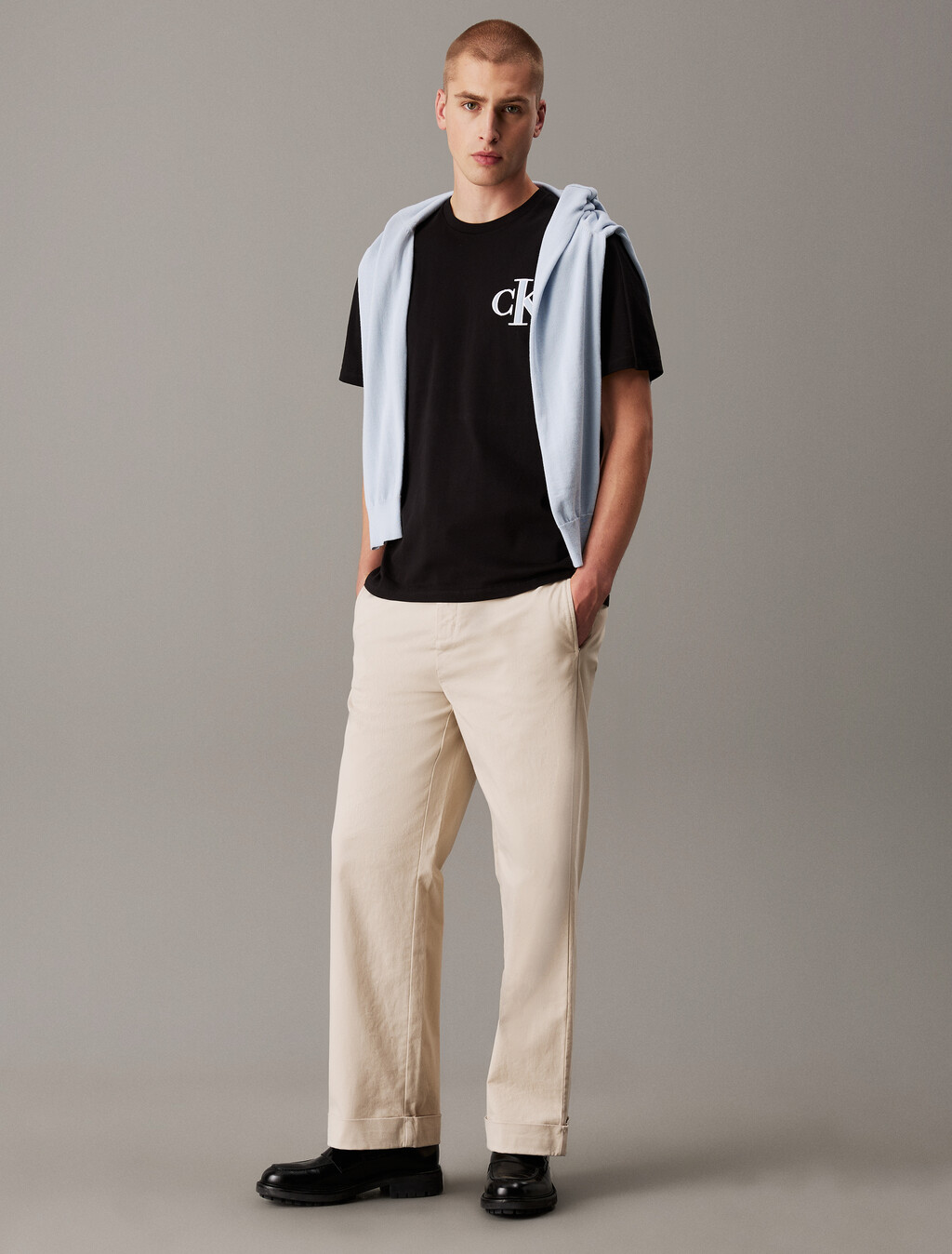 Varsity CK Badge Crewneck Tee, Black, hi-res