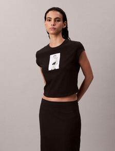 Kate Moss Graphic Baby Tee, Black, hi-res