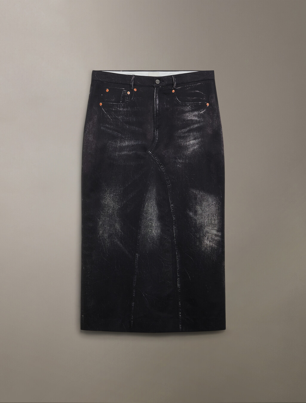 Halo Trompe L'oeil Denim Tailored Skirt, BLACK DENIM PRINT, hi-res
