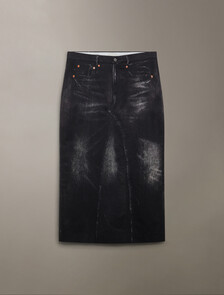 Halo Trompe L'oeil Denim Tailored Skirt, BLACK DENIM PRINT, hi-res