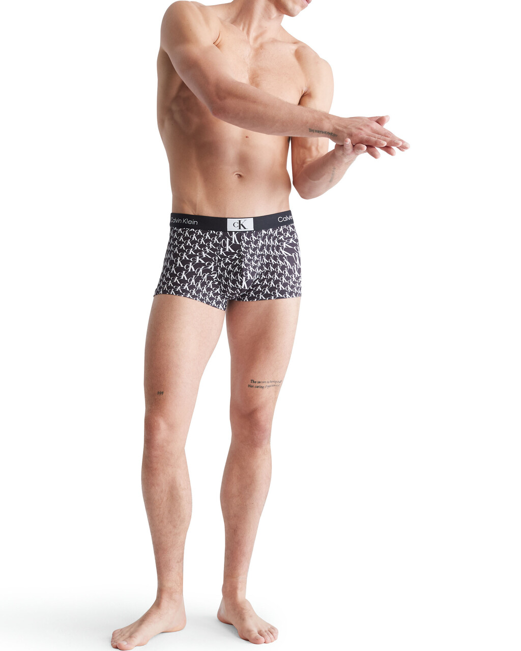 CALVIN KLEIN 1996 MICRO LOW RISE TRUNKS, WARPED LOGO PRINT_BLACK, hi-res