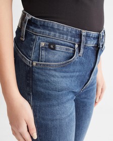 Italian Denim High Rise Slim Boot Ankle Jeans, Dark Dstr Hem, hi-res