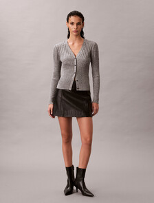 Cotton Mouline Rib Cardigan, Quiet Gray Melange, hi-res