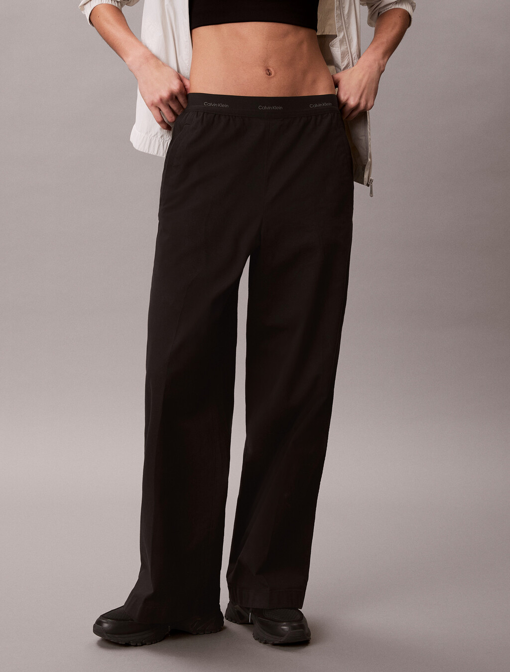 Logo Waistband Relaxed Pants, Black, hi-res