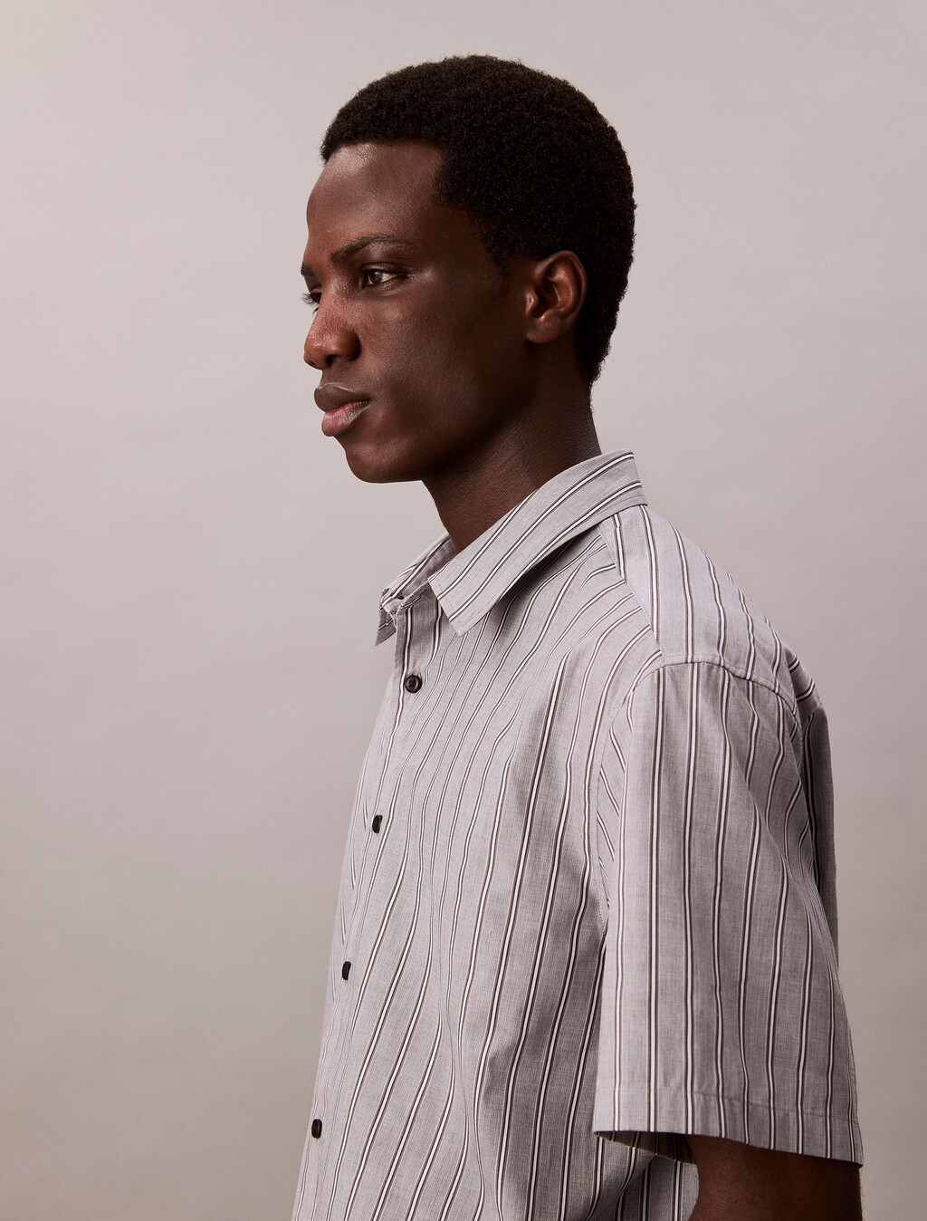 Textured Stripe Short Sleeve Shirt, Black, hi-res
