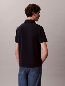 Cotton Blend Pique Polo Shirt, Dark Sapphire, hi-res