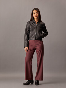 Coated Gabardine Flare Trousers, Red Mahogany, hi-res