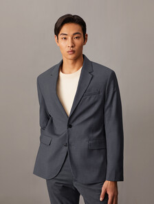 Refined Wool Slim Blazer, Grey Heather, hi-res