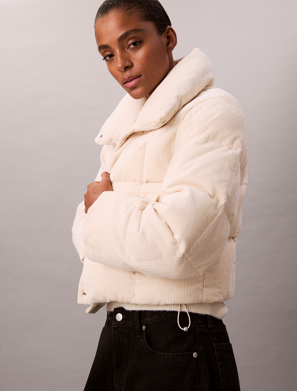 Corduroy Down Puffer Jacket, Birch, hi-res