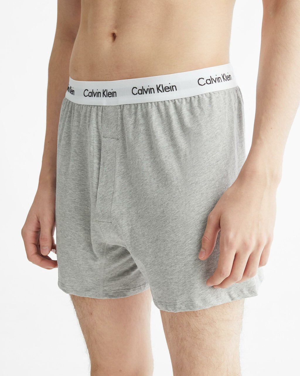 Cotton Stretch Traditional Boxers 2 Pack, WHITE/GREY HEATHER, hi-res
